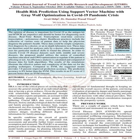 Health Risk Prediction Using Support Vector Machine with Gray Wolf Optimizati...