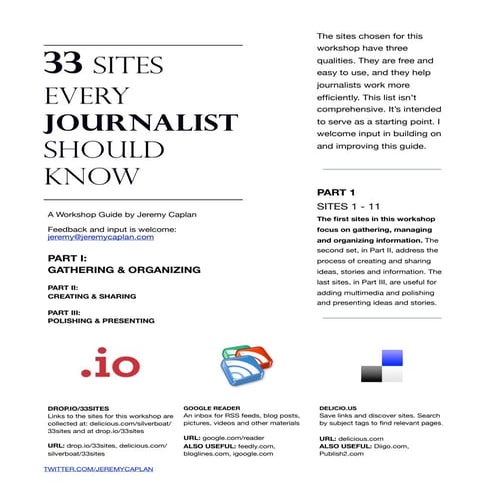 33 Sites Every Journalist Should Know - Handout