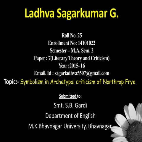 Symbolism in Archetypal criticism of Northrop Frye