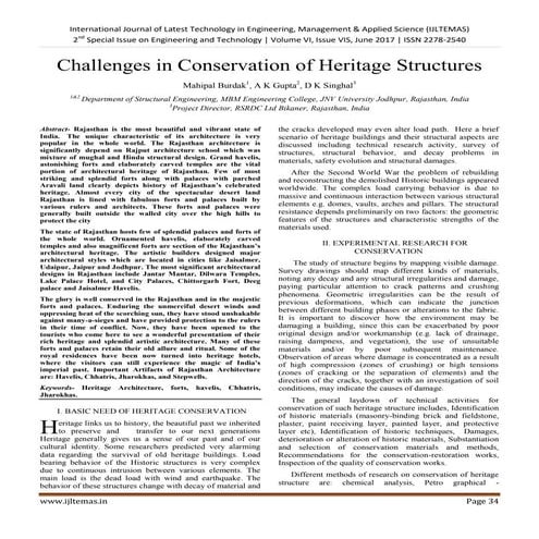 Challenges in Conservation of Heritage Structures | PDF