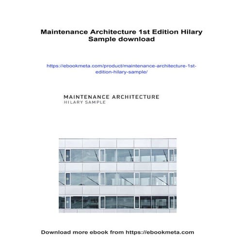 Maintenance Architecture 1st Edition Hilary Sample | PDF
