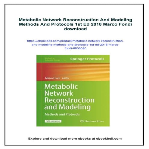 Metabolic Network Reconstruction And Modeling Methods And Protocols 1st Ed 20...