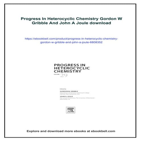 Progress In Heterocyclic Chemistry Gordon W Gribble And John A Joule | PDF