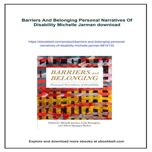 Barriers And Belonging Personal Narratives Of Disability Michelle Jarman