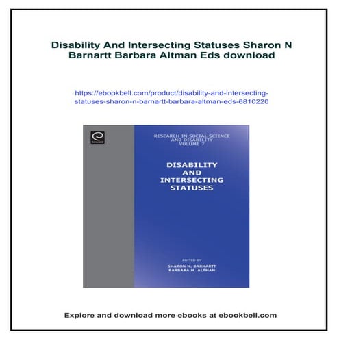 Disability And Intersecting Statuses Sharon N Barnartt Barbara Altman Eds
