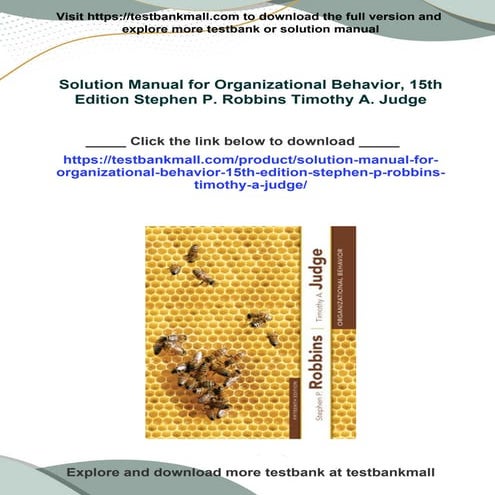PDF Solution Manual for Organizational Behavior, 15th Edition Stephen P. Robb...