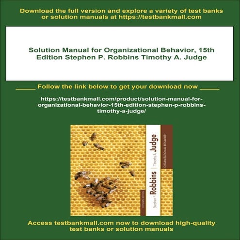 Solution Manual for Organizational Behavior, 15th Edition Stephen P. Robbins ...