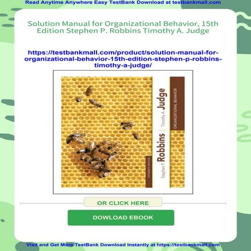 Solution Manual for Organizational Behavior, 15th Edition Stephen P. Robbins ...