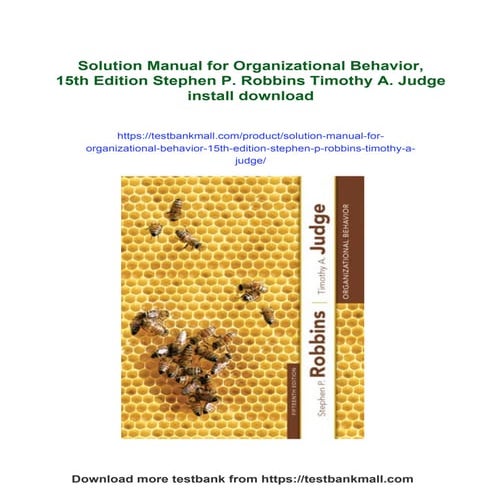 Solution Manual for Organizational Behavior, 15th Edition Stephen P. Robbins ...