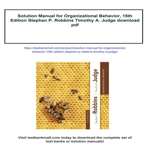 Solution Manual for Organizational Behavior, 15th Edition Stephen P. Robbins ...