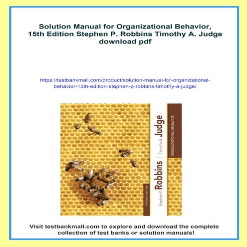Solution Manual for Organizational Behavior, 15th Edition Stephen P. Robbins ...