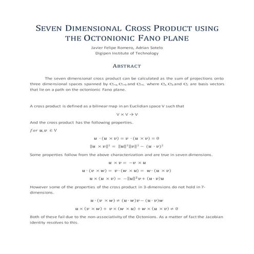 Seven Dimensional Cross Product using the Octonionic Fanoplane