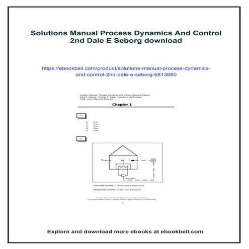 Solutions Manual Process Dynamics And Control 2nd Dale E Seborg