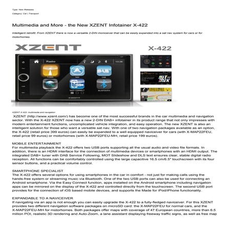 Multimedia and More - the New XZENT Infotainer X-422