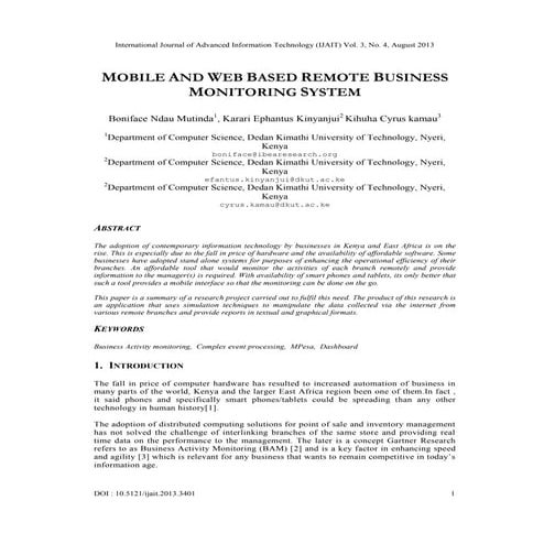 MOBILE AND WEB BASED REMOTE BUSINESS MONITORING SYSTEM | PDF