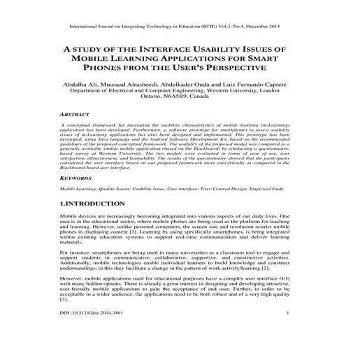 A Study of The Interface Usability Issues of Mobile Learning Applications for...