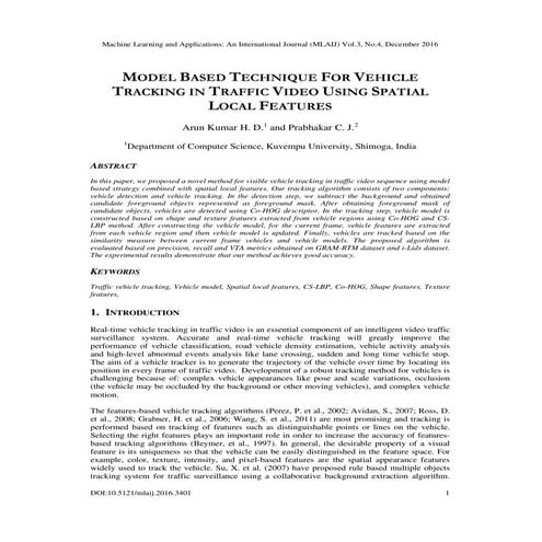 MODEL BASED TECHNIQUE FOR VEHICLE TRACKING IN TRAFFIC VIDEO USING SPATIAL LOC...