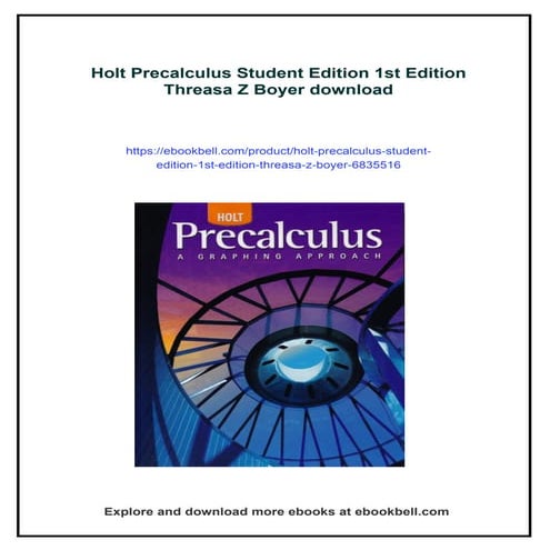 Holt Precalculus Student Edition 1st Edition Threasa Z Boyer
