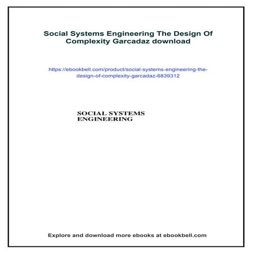 Social Systems Engineering The Design Of Complexity Garcadaz