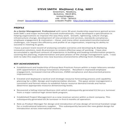 Steve Smith Consultant Profile