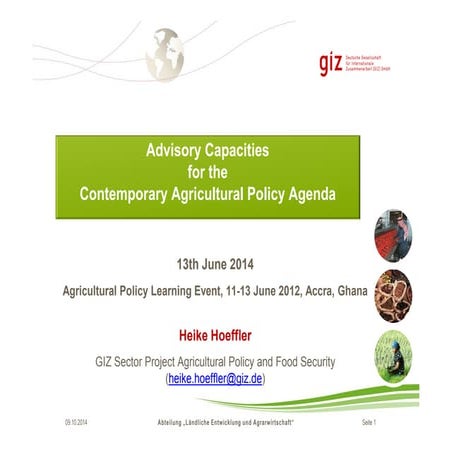 Heike Hoeffler: Advisory Capacities for the Contemporary Agricultural Policy ...