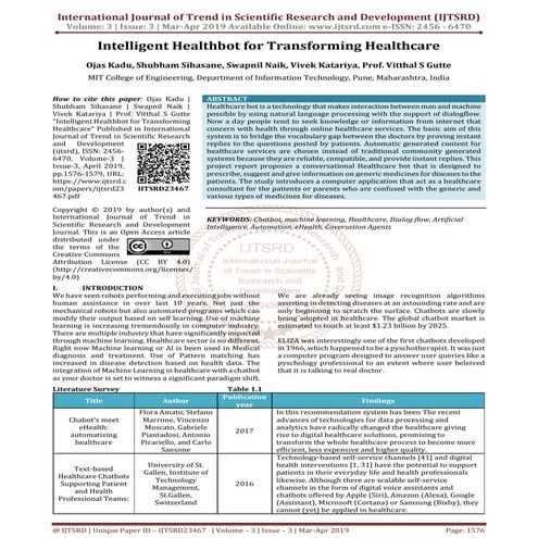 Intelligent Healthbot for Transforming Healthcare