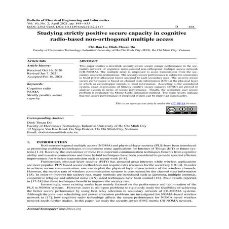 Studying strictly positive secure capacity in cognitive radio-based non-ortho...