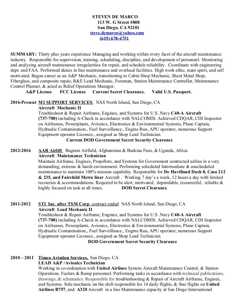 1 resume aviation avionics resumes