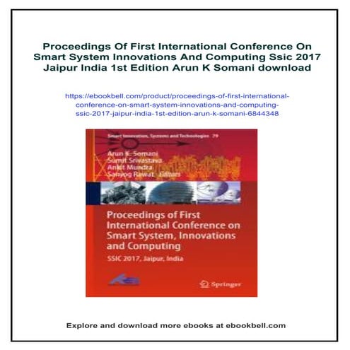 Proceedings Of First International Conference On Smart System ...