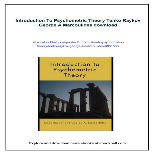 Introduction To Psychometric Theory Tenko Raykov George A Marcoulides