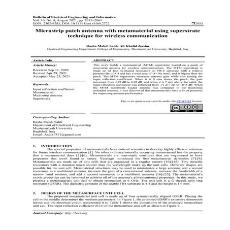 Microstrip patch antenna with metamaterial using superstrate technique for wi...