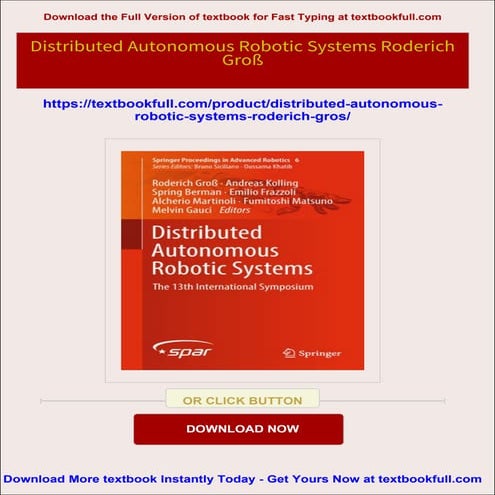 Full download Distributed Autonomous Robotic Systems Roderich Groß pdf docx