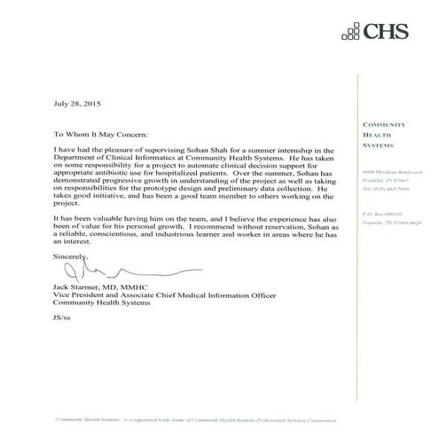 Sohan Shah Ltr of Rec 7.28.15