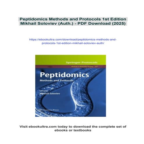 Peptidomics Methods and Protocols 1st Edition Mikhail Soloviev (Auth.)