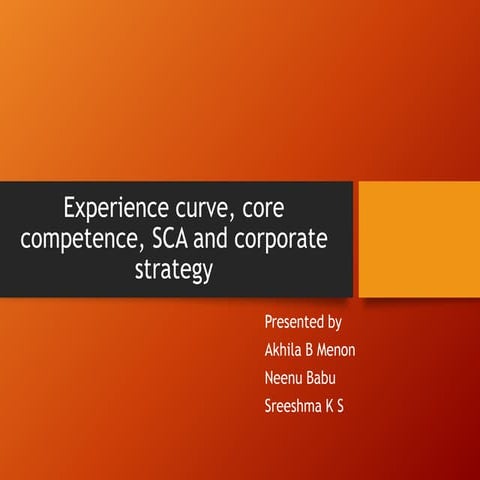 Experience curve, core competence, SCA and