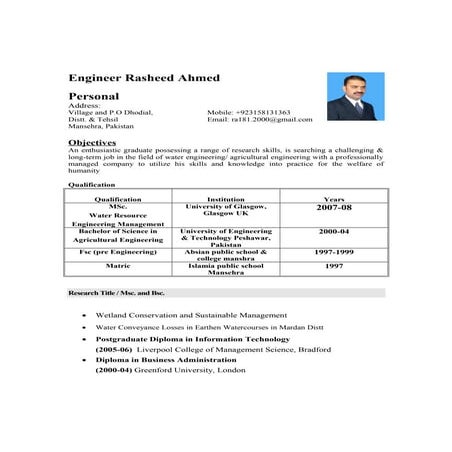 Rasheed Ahmed CV (August 2015)