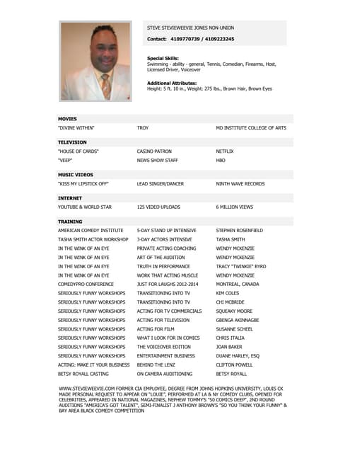 Steve comedy acting resume PDF Steve comedy acting resume PDF