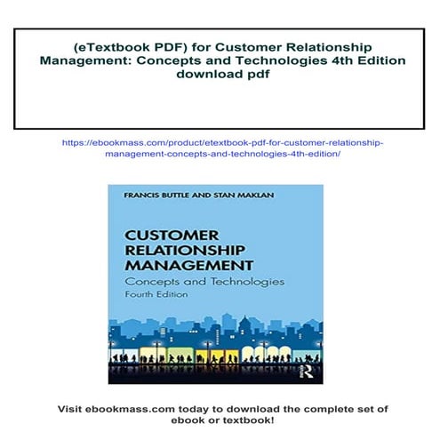 (eTextbook PDF) for Customer Relationship Management: Concepts and Technologi...
