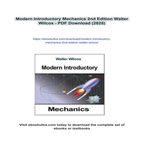 Modern Introductory Mechanics 2nd Edition Walter Wilcox