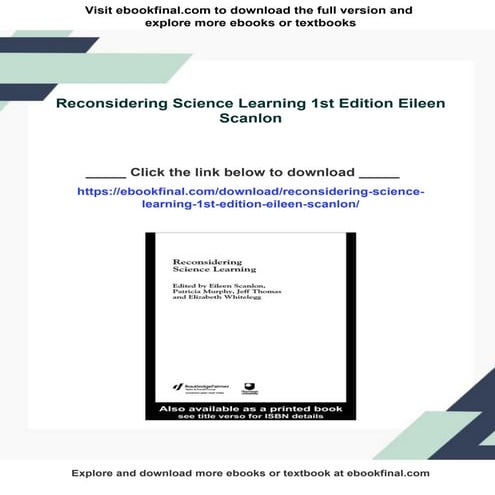 Reconsidering Science Learning 1st Edition Eileen Scanlon