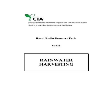 Rainwater Harvesting - CTA Technical Centre  