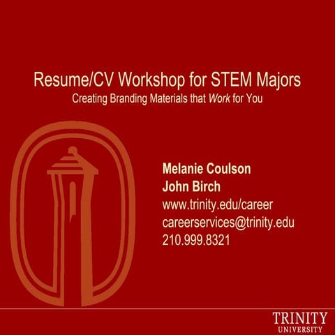 Resume CV Workshop for STEM Majors Recent