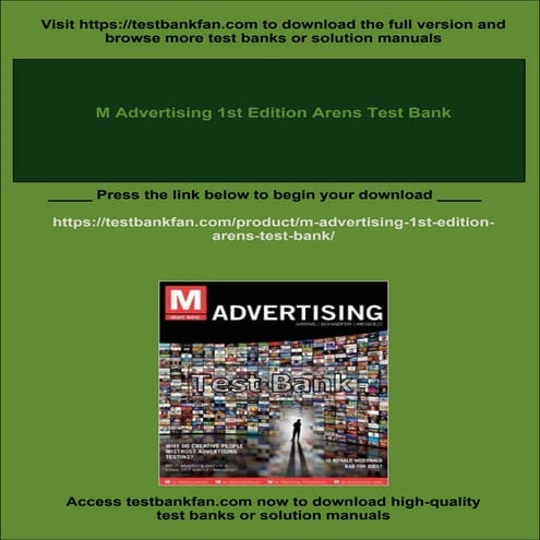 M Advertising 2nd Edition Arens Test Bank | PDF