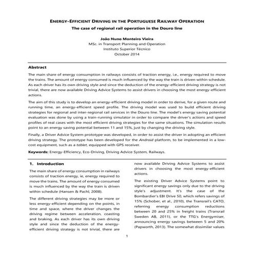 Energy-Efficient Driving in the Portuguese Rail Operation (MSc. Dissertation ...