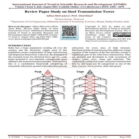 Review Paper Study on Steel Transmission Tower
