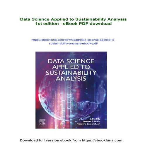Data Science Applied to Sustainability Analysis 1st edition - eBook PDF