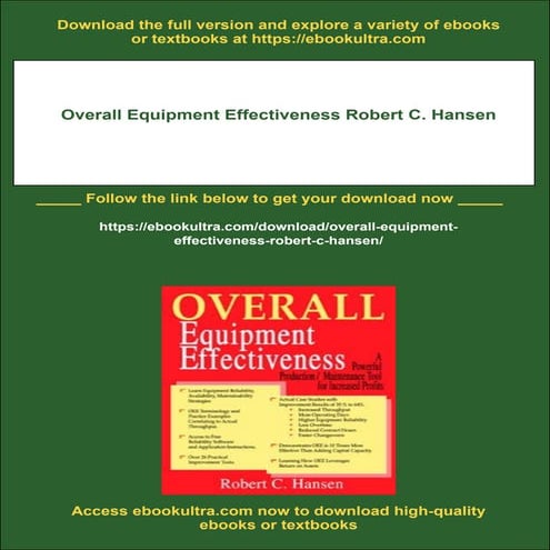 Overall Equipment Effectiveness Robert C. Hansen
