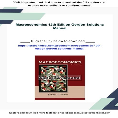 Macroeconomics 12th Edition Gordon Solutions Manual