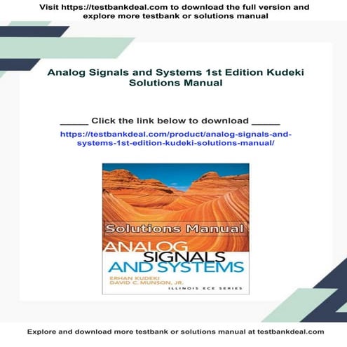 Analog Signals and Systems 1st Edition Kudeki Solutions Manual | PDF