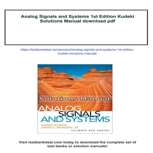 Analog Signals and Systems 1st Edition Kudeki Solutions Manual